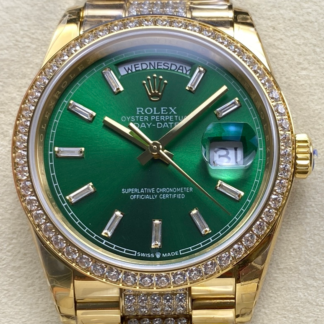 AAA Replica Rolex DayDate m128348rbr-0079 8+ Factory Bright Green Dial Ladies Watch | aaafactory.io