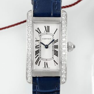 AAA Replica Cartier Tank AF Factory Blue Leather Strap Ladies Watch | aaafactory.io