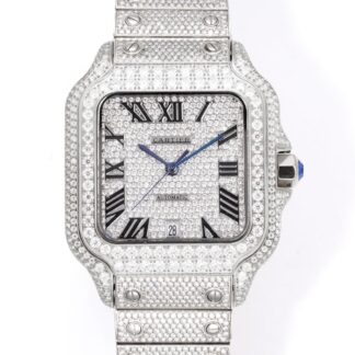 AAA Replica Cartier Santos Moissanite F4 Factory Diamond-Set Dial Mens Watch | aaafactory.io