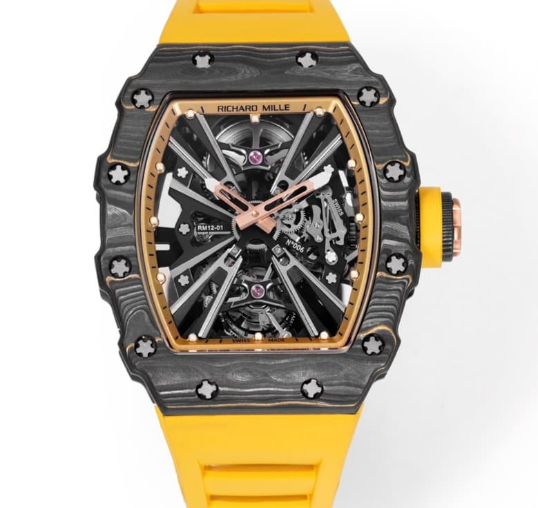 AAA Replica Richard Mille RM12-01 Tourbillon Yellow Strap Mens Watch | aaafactory.io