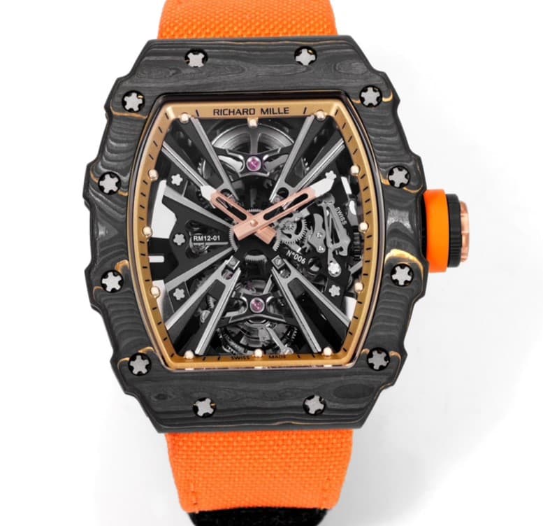 AAA Replica Richard Mille RM12-01 Tourbillon Orange Strap Mens Watch | aaafactory.io
