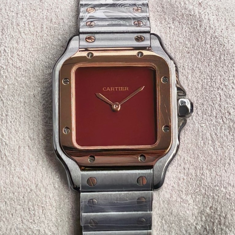AAA Replica Cartier Santos 8848 Factory Burgundy Ladies Watch | aaafactory.io